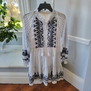 ROLLER RABBIT Womens Xs white and blue paisley print dress